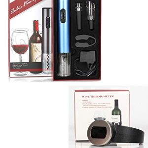 Automatic Wine Bottle Opener Wine Accessories Gift Set and Wine Bottle Thermometer Bundle by Main + Oak