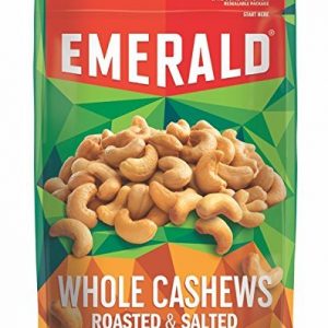 Emerald Roasted & Salted Whole Cashews, Stand Up Resealable Bag, 5 Oz (Pack of 4)