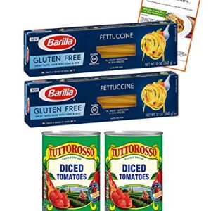 Gluten Free Fettuccine Pasta and Diced Tomatoes with Recipe, Bundle of 4 Items by Tony’s Kitchen Adventures