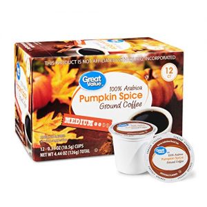 Great Value 100% Arabica Pumpkin Spice Ground Coffee Single Serve Cups 12ct for Keurig Compatible Coffee Machines