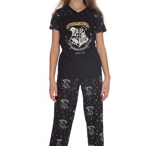 HARRY POTTER 'Hermione Hogwarts Crest' Athletic Jogger Pajama 2pc Set Black