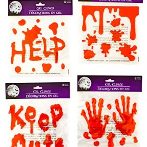 Halloween Bloody Drip Splatter Window Gel Clings, Pack of 4