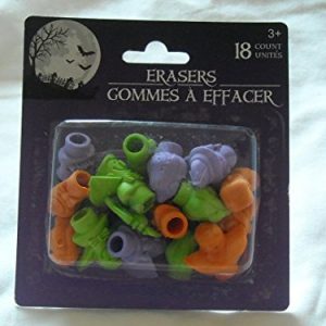 Halloween Pencil Top Erasers – Package of 18 – Pumpkins, Dracula,Witch, Frankenstein, Bat by Halloween Erasers