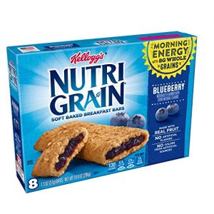 Kellogg's Nutri-Grain, Soft Baked Breakfast Bars, Blueberry, Made with Whole Grain, 10.4oz (8 Count)