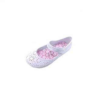 Mary Jane Shoes Girls Toddler Jelly Glitter Flat Shoe Pink Purple White Colors (10, White)