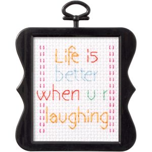 Plaid Bucilla Counted Cross Stitch Kit – 1 Complete Kit – Variety of Designs – Includes Frame (Life is Better)