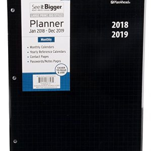 PlanAhead Home/Office 2-Year Monthly Planner, January 2018 – December 2019, 8.5 x 11 Inches, Black