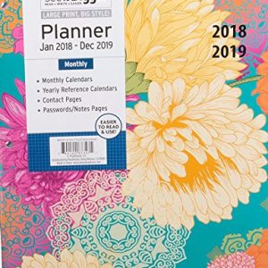 PlanAhead Home/Office 2-Year Monthly Planner, January 2018 – December 2019, 8.5 x 11 Inches, Flowers