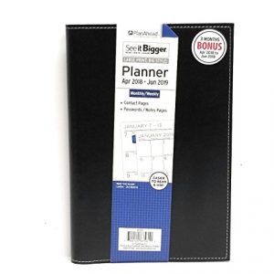 PlanAhead SEE IT BIGGER Medium Slip-In Monthly/Weekly Planner April 2018 to June 2019 size 5'' X 8 (BLACK)