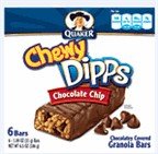 Quaker Chocolate Chip Chewy Dipps Granola Bars, 6 Bars per Pack (pack of 4)