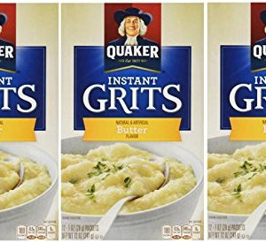 Quaker, Instant Grits, Butter Flavor, 12 Count, 12oz Box (Pack of 3)