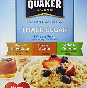 Quaker Instant Oatmeal, Lower Sugar Variety Pack, 10 ct