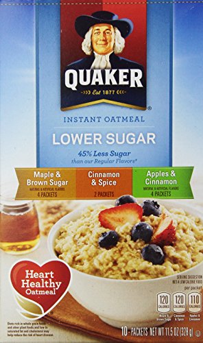 Quaker Instant Oatmeal, Lower Sugar Variety Pack, 10 ct – Main and Oak