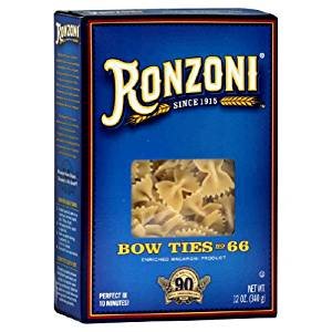 Ronzoni Bow Ties Enriched Macaroni Non GMO 12 Oz. Pack Of 3.