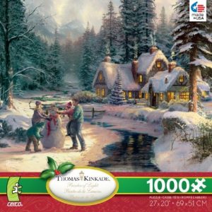 THOMAS KINKADE Painter of Light HOLIDAY AT WINTER's GLEN 1000 Piece Jigsaw Puzzle MADE IN USA PUZZLE