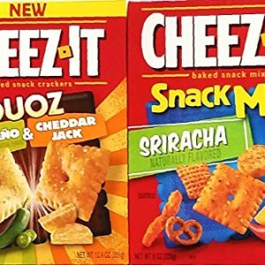 Variety Pack of 2 – Cheez-It Baked Snack Crackers – Jalapeno & Cheddar Jack Duoz, Sriracha Snack Mix