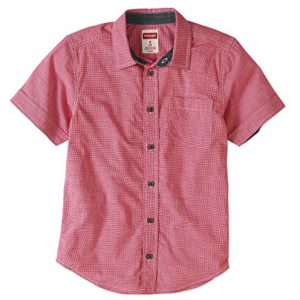 Wrangler Co. Boys' Short Sleeve Button up Top (8, Red)